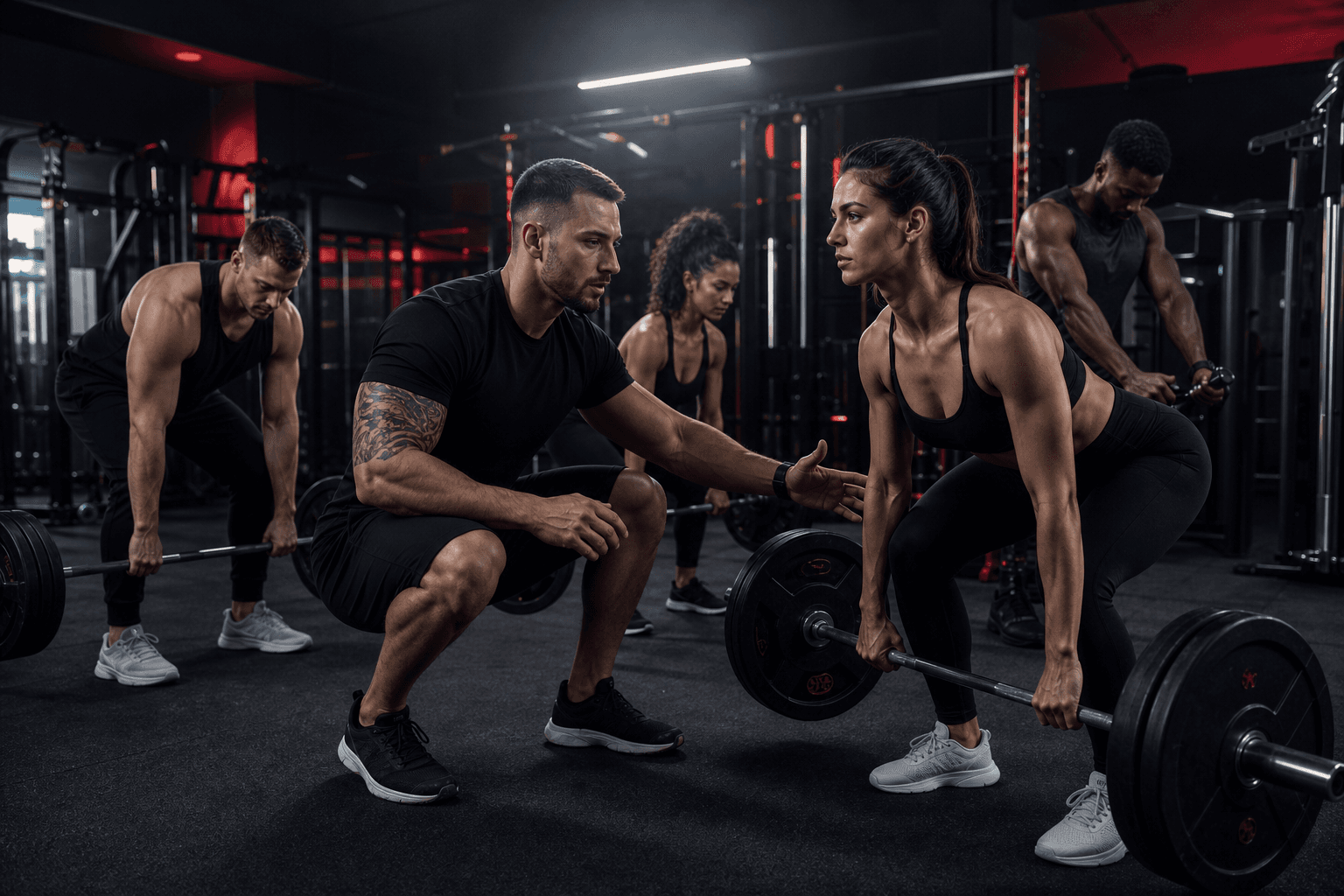Group training session in a gym